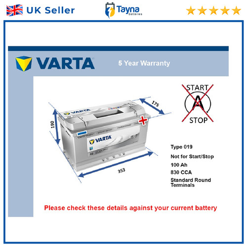 Car battery varta 019 830a - 019,