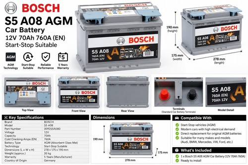Bosch a08 agm car battery - bosch,