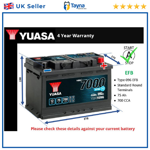 Efb car battery ybx7096 yuasa - battery,