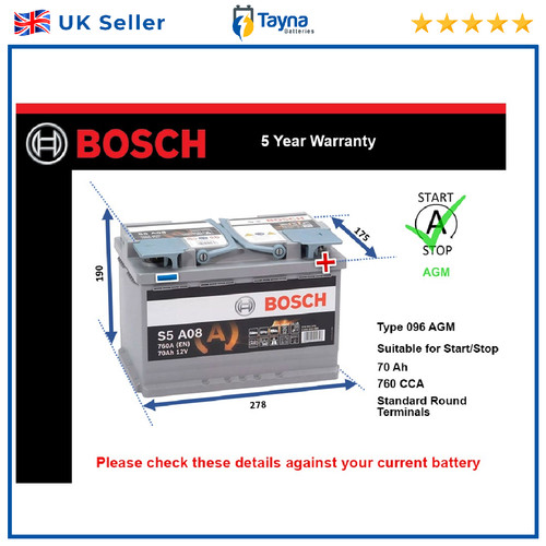 Agm car battery s5a08 - agm,