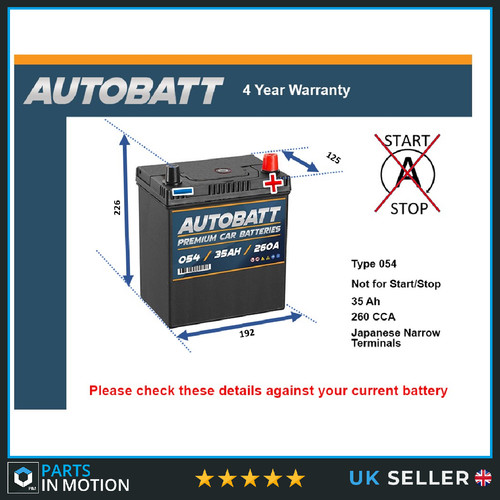 Car battery 054 autobatt - battery,