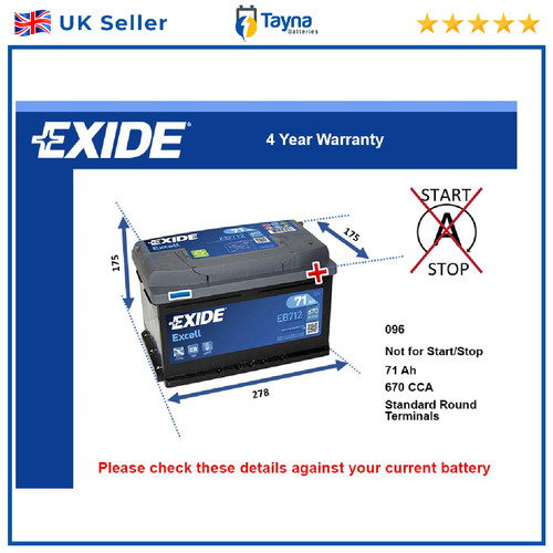 Car battery eb712 exide - car,