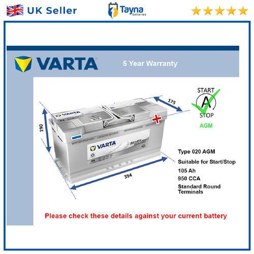 Agm car battery varta 020 - agm,