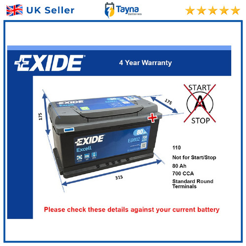 Car battery eb802 exide 110 - battery,