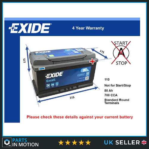 Car battery eb802 exide 110 - car,