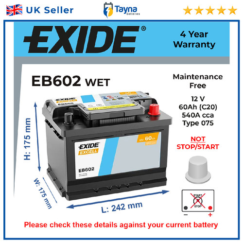 Car battery eb602 - car, exide