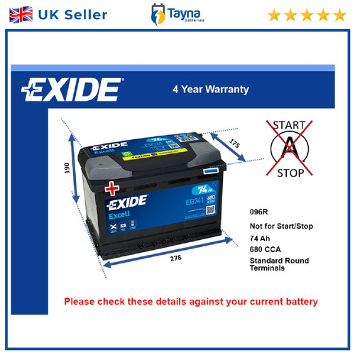Car battery eb741 exide 096r - car,
