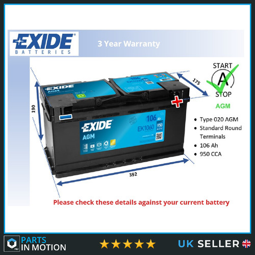 Agm car battery - battery, ek1060