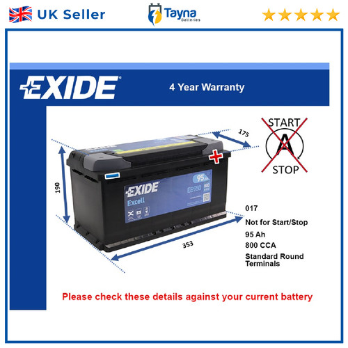 Car battery eb950 exide 017 - exide,