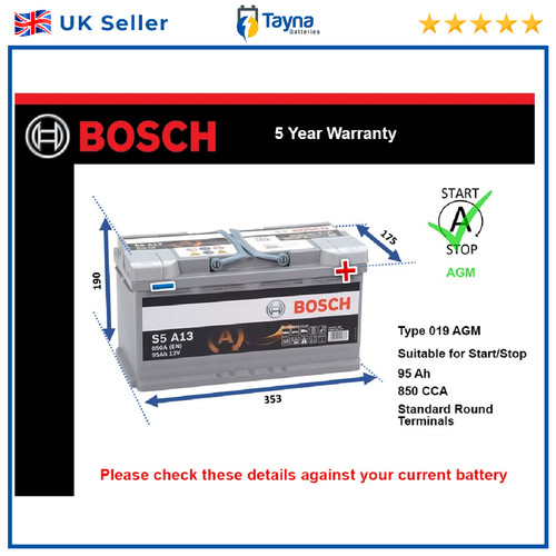 Agm car battery s5a13 - car,