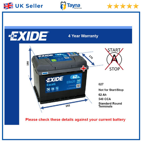 Car battery eb620 - battery, 027