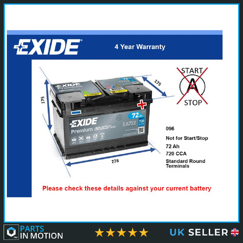 Car battery ea722 - ea722, exide