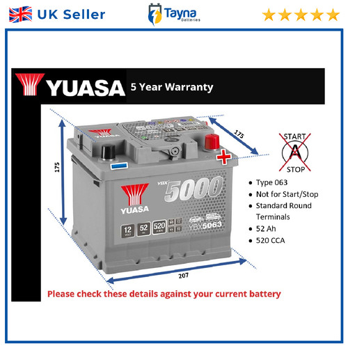 Car battery ybx5063 - battery, yuasa