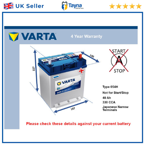 Car battery a13 varta 054h - battery,