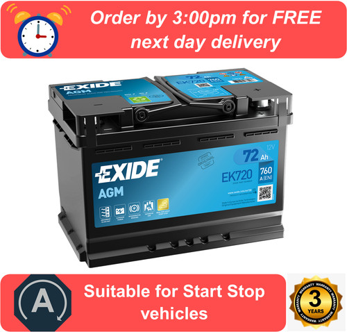 Ek720 exide agm car battery - exide,
