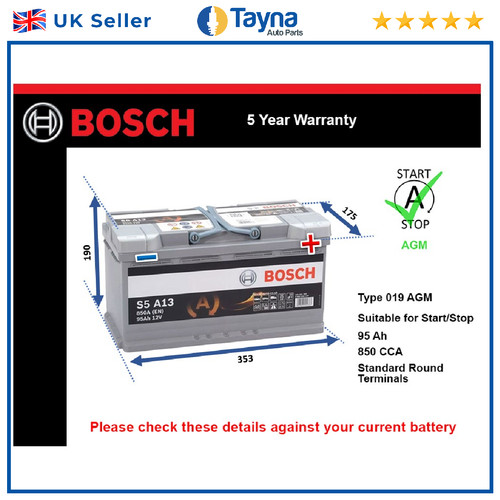 Agm car battery s5a13 - agm,
